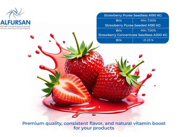 Quality Strawberry Puree Manufacturer in Egypt | Al Fursan International